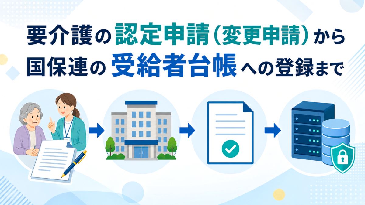 要介護の認定申請（変更申請）から国保連の受給者台帳への登録まで